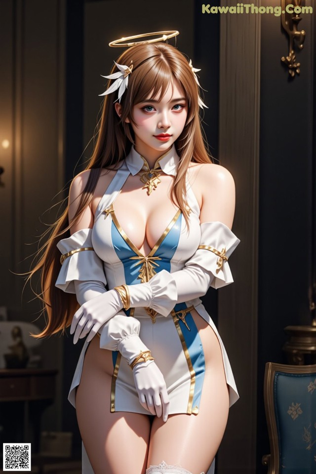 Hentai - Captivating Grace of the Cosmic Maiden Set.2 20250125 Part 8 No.6567ed A woman in a white and blue outfit posing for a picture.