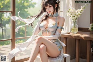 A woman in a black dress and gloves posing for a picture.