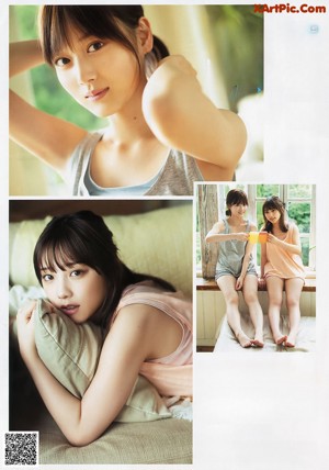 A magazine with two young women standing next to each other.