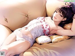 A woman in a purple bathing suit sitting on a window sill.