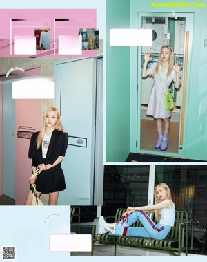 A magazine page with a picture of a girl with long blonde hair.